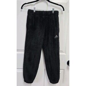 Adidas Girl's Elastic Waistband Cozy Fuzzy Joggers in Black, Size 7/8